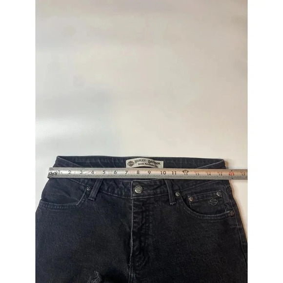 Harley Davidson Womens Black Distressed Denim American Bootcut Jeans Size 10 - Picture 6 of 9